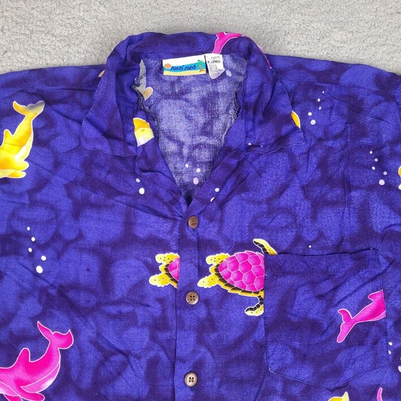 Sun n Sand Hawaiian Shirt Mens XL Blue Colorful Rayon Button Down Ocean - Picture 4 of 15